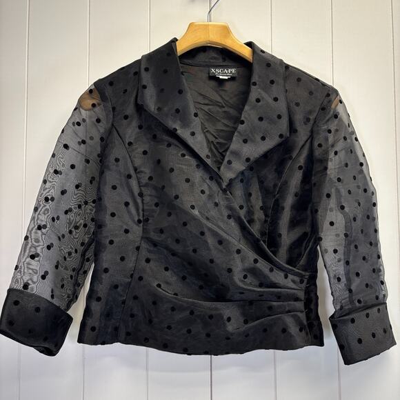 Vintage Xscape by Joanna Chen Old Money Holiday Polka Dot Top Size S Whimsigoth - Picture 1 of 7